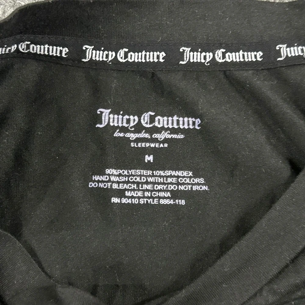 Juicy Couture Sleep Shirt Womens Size M Black Rhinestone Logo Stretch Pajama Top